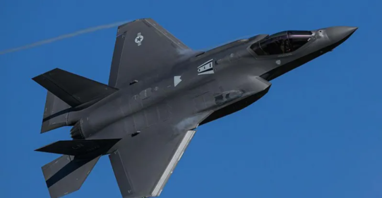 A US-AF F-35 Lightning II fighter jet pictured in April 2026