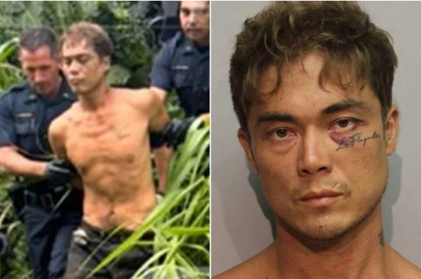 Jacob Daniel Baker being taken into custody; Baker's mugshot.