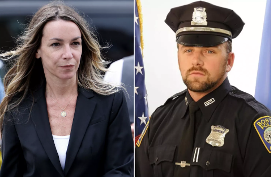Karen Read leaves Norfolk County Superior Court ; Boston Police Officer John O'Keefe.